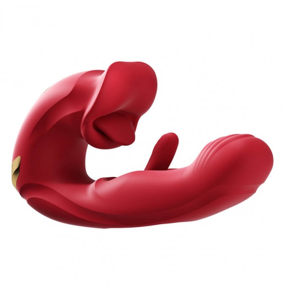 MizzZee - Lip Language Suction Tongue Lick Slap Vibrator (Chargeable - Red Rose)